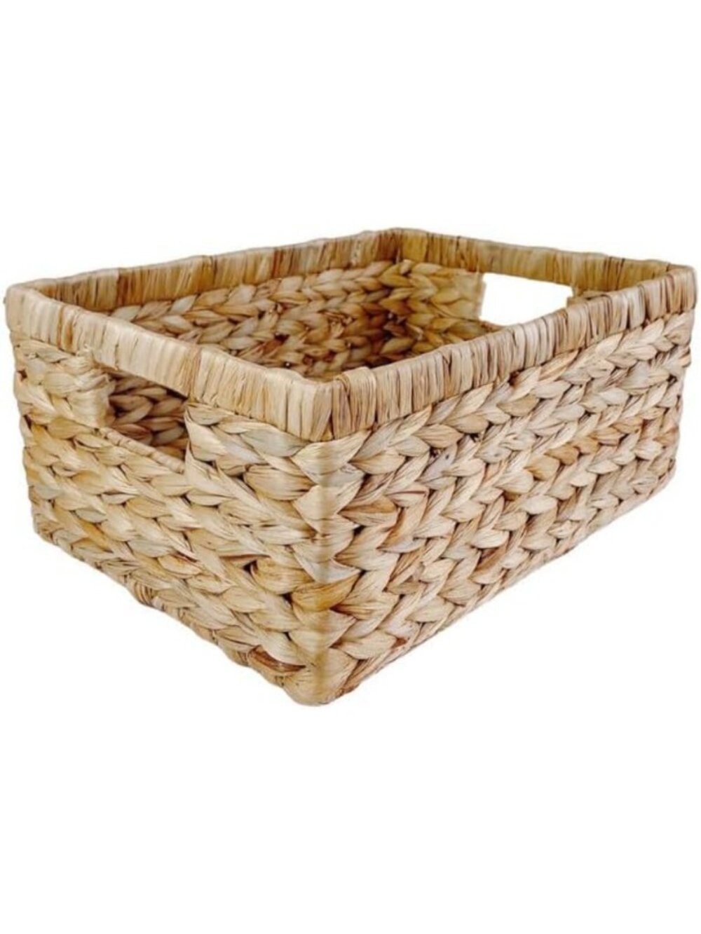 Large Handwoven Water Hyacinth Wicker Storage Basket with 2 Handles - Brown Home